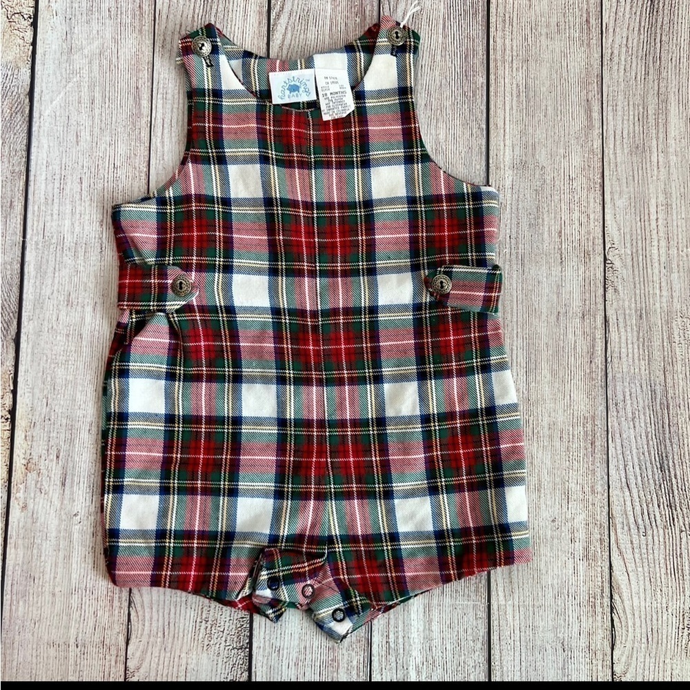 Hartstrings Baby Christmas Plaid Romper 18 Months